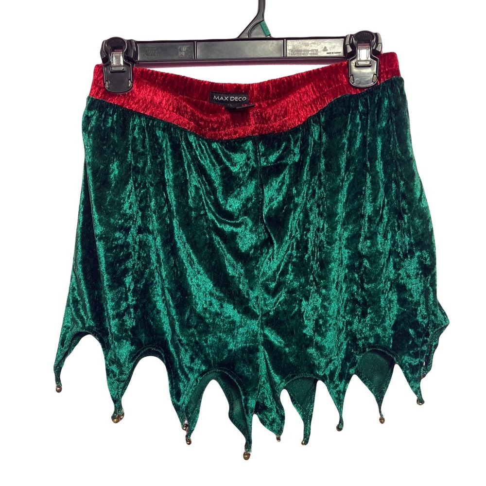 Jingle Bells Mini Shorts Unisex Size Medium Green and Red